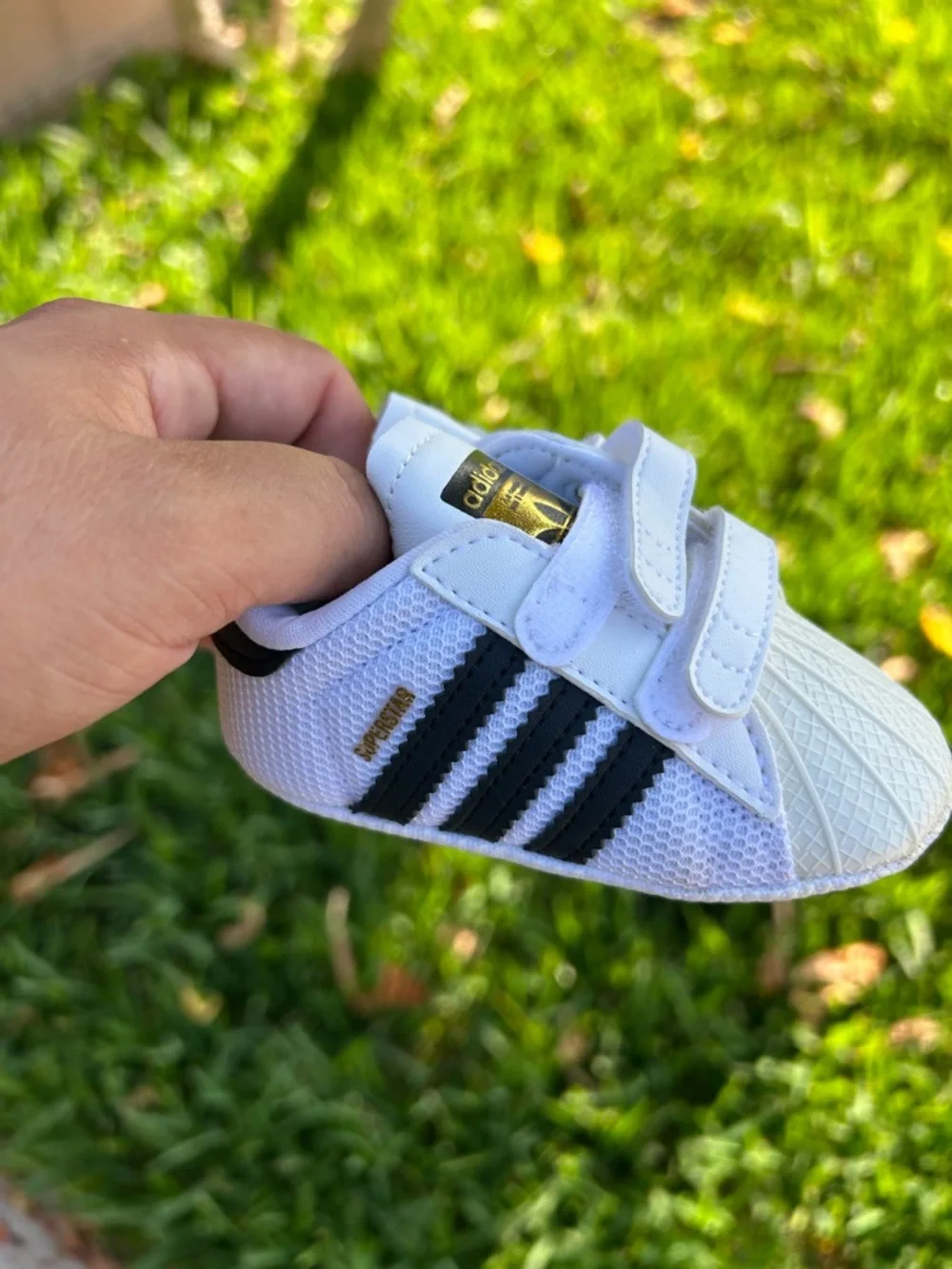 adidas White and Black Baby Superstar Crib Sneakers